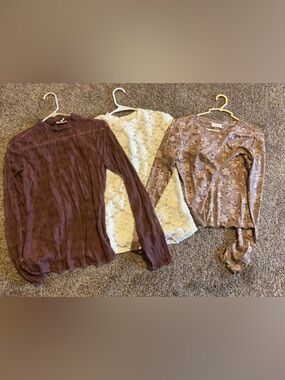 Pink lily and maroon Maurice’s sheer tops